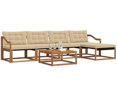Lauko sofos komplektas su pagalve 6 pcs Natūralus ir bežinis