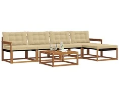 Lauko sofos komplektas su pagalve 6 pcs Natūralus ir bežinis