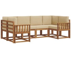 Lauko sofos komplektas su pagalve 6 pcs Natūralus ir bežinis