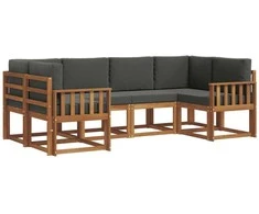 Lauko sofos komplektas su pagalve 6 pcs Natūralus ir antracitas
