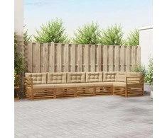 Lauko sofos komplektas su pagalve 6 pcs Natūralus ir bežinis