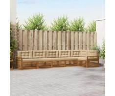 Lauko sofos komplektas su pagalve 6 pcs Natūralus ir bežinis