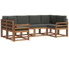 Lauko sofos komplektas su pagalve 6 pcs Natūralus ir antracitas
