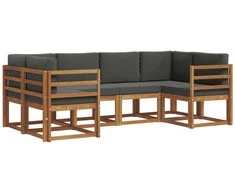 Lauko sofos komplektas su pagalve 6 pcs Natūralus ir antracitas