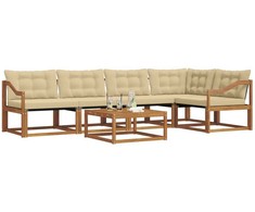 Lauko sofos komplektas su pagalve 6 pcs Natūralus ir bežinis