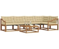 Lauko sofos komplektas su pagalve 6 pcs Natūralus ir bežinis