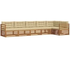 Lauko sofos komplektas su pagalve 6 pcs Natūralus ir bežinis