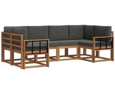 Lauko sofos komplektas su pagalve 6 pcs Natūralus ir antracitas