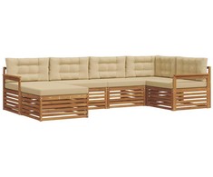 Lauko sofos komplektas su pagalve 6 pcs Natūralus ir bežinis