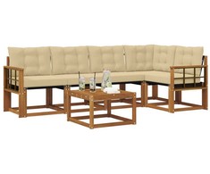 Lauko sofos komplektas su pagalve 6 pcs Natūralus ir bežinis