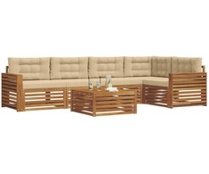 Lauko sofos komplektas su pagalve 6 pcs Natūralus ir bežinis