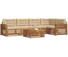 Lauko sofos komplektas su pagalve 6 pcs Natūralus ir bežinis