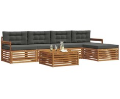 Lauko sofos komplektas su pagalve 6 pcs Natūralus ir antracitas