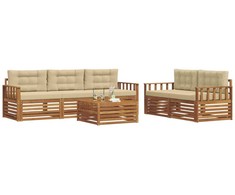 Lauko sofos komplektas su pagalve 6 pcs Natūralus ir bežinis