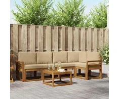 Sofa Lauko sofos komplektas su pagalve 6 pcs Natūralus ir bežinis