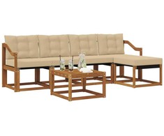 Lauko sofos komplektas su pagalve 6 pcs Natūralus ir bežinis