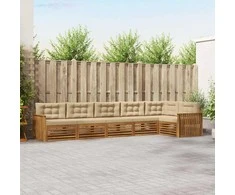 Lauko sofos komplektas su pagalve 6 pcs Natūralus ir bežinis