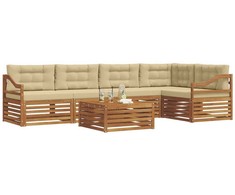 Lauko sofos komplektas su pagalve 6 pcs Natūralus ir bežinis