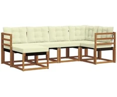 Lauko sofos komplektas su pagalve 6 pcs Natūralus ir grietinėlė