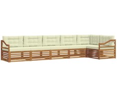 Lauko sofos komplektas su pagalve 6 pcs Natūralus ir grietinėlė