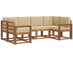 Lauko sofos komplektas su pagalve 6 pcs Natūralus ir bežinis