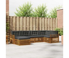 Lauko sofos komplektas su pagalve 6 pcs Natūralus ir antracitas