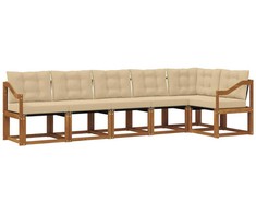 Lauko sofos komplektas su pagalve 6 pcs Natūralus ir bežinis