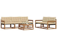 Lauko sofos komplektas su pagalve 6 pcs Natūralus ir bežinis