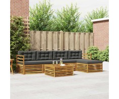 Lauko sofos komplektas su pagalve 6 pcs Natūralus ir antracitas