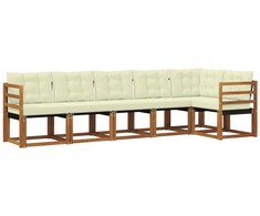 Lauko sofos komplektas su pagalve 6 pcs Natūralus ir grietinėlė