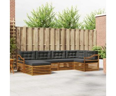 Lauko sofos komplektas su pagalve 6 pcs Natūralus ir antracitas