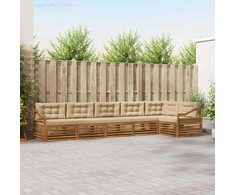 Lauko sofos komplektas su pagalve 6 pcs Natūralus ir bežinis