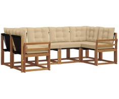 Lauko sofos komplektas su pagalve 6 pcs Natūralus ir bežinis