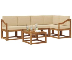 Sofa Lauko sofos komplektas su pagalve 6 pcs Natūralus ir bežinis