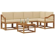Sofa Lauko sofos komplektas su pagalve 6 pcs Natūralus ir bežinis