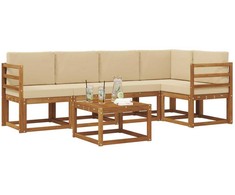 Lauko sofos komplektas su pagalve 6 pcs Natūralus ir bežinis