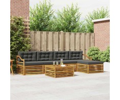 Lauko sofos komplektas su pagalve 6 pcs Natūralus ir antracitas
