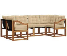 Lauko sofos komplektas su pagalve 6 pcs Natūralus ir bežinis