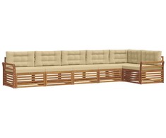 Lauko sofos komplektas su pagalve 6 pcs Natūralus ir bežinis