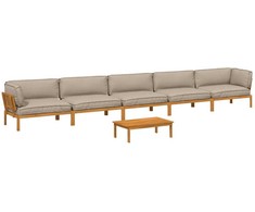 Sofos komplektas su pagalve 6 pcs Taupe Kietos akacijos mediena