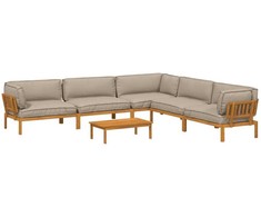Sofos komplektas su pagalve 6 pcs Taupe Kietos akacijos mediena