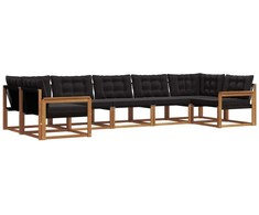 Lauko sofos komplektas su pagalve 7 pcs Natūrali ir juoda