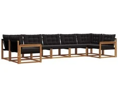 Lauko sofos komplektas su pagalve 7 pcs Natūrali ir juoda