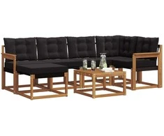 Lauko sofos komplektas su pagalve 7 pcs Natūrali ir juoda