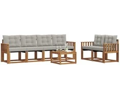 Lauko sofos komplektas 7 pcs Natūrali ir šviesiai pilka