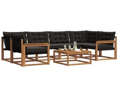 Lauko sofos komplektas su pagalve 7 pcs Natūrali ir juoda
