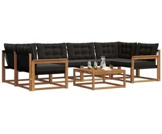 Lauko sofos komplektas su pagalve 7 pcs Natūrali ir juoda