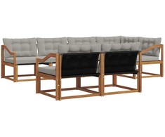 Lauko sofos komplektas 7 pcs Natūrali ir šviesiai pilka