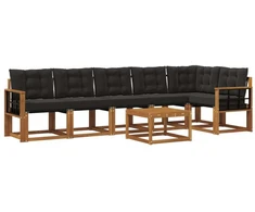 Lauko sofos komplektas 7 vnt. Natūrali ir juoda