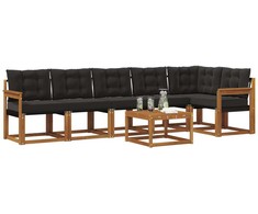 Lauko sofos komplektas su pagalve 7 pcs Natūrali ir juoda